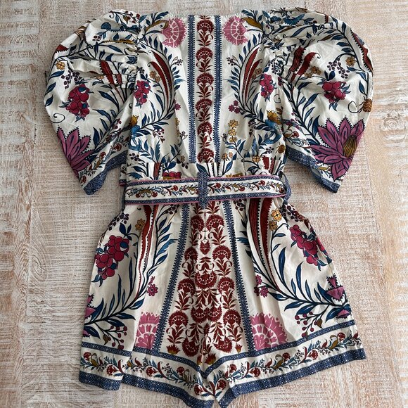 Farm Rio Romantic Lightness Multicolor Floral Romper Size Small NWT - Picture 8 of 14